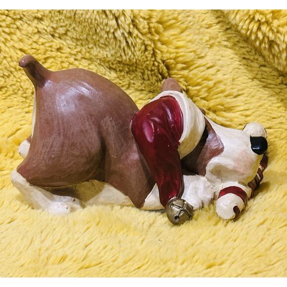 VTG FIGI Graphic Christmas Stocking Holder Figurine Dog Hound Puppy Candy Cane - Picture 4 of 7